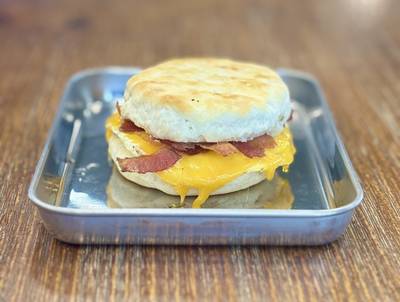 Biscuit Breakfast Sandwich- Bacon, Egg, and Cheddar